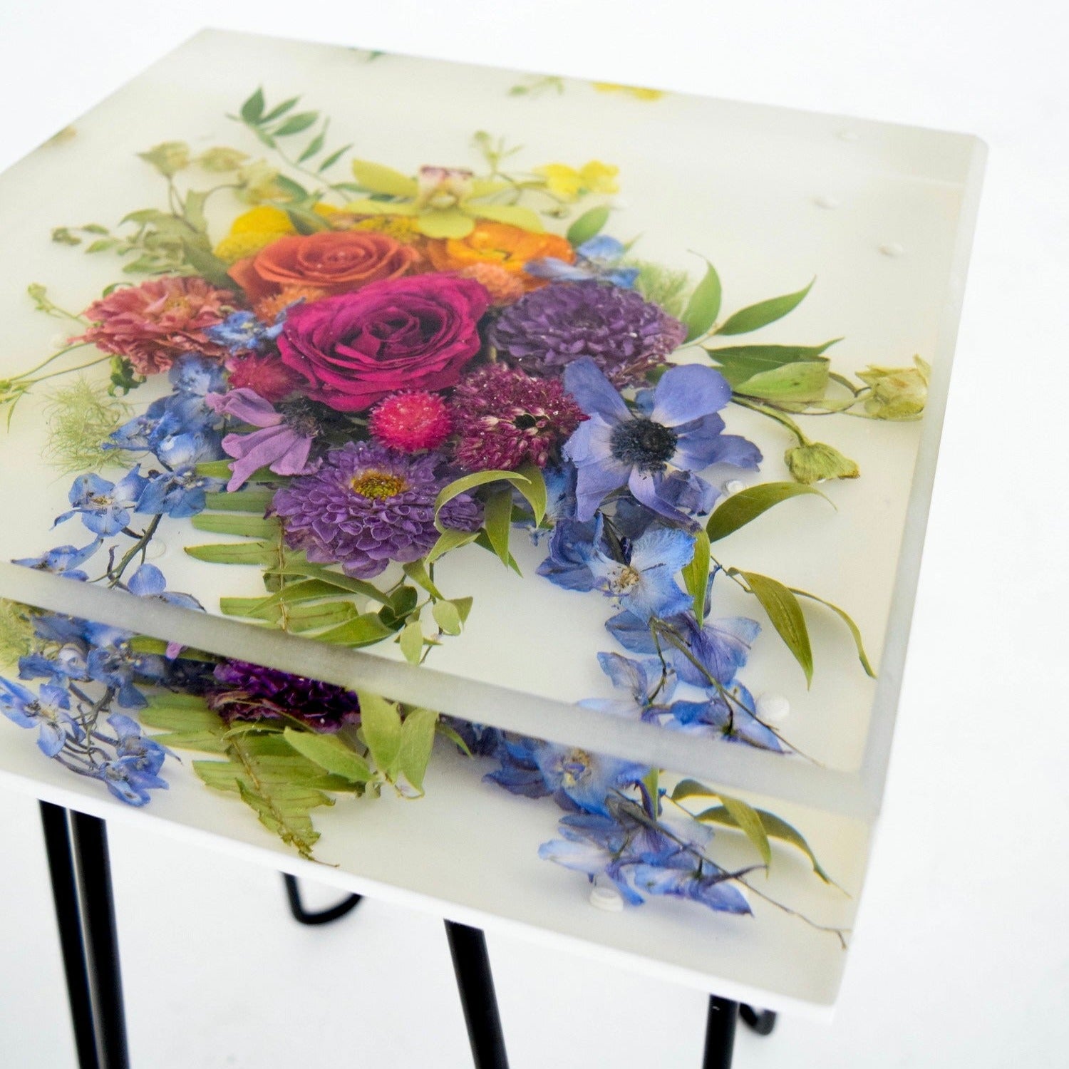 Square Floral Side Table - blossomandrhyme