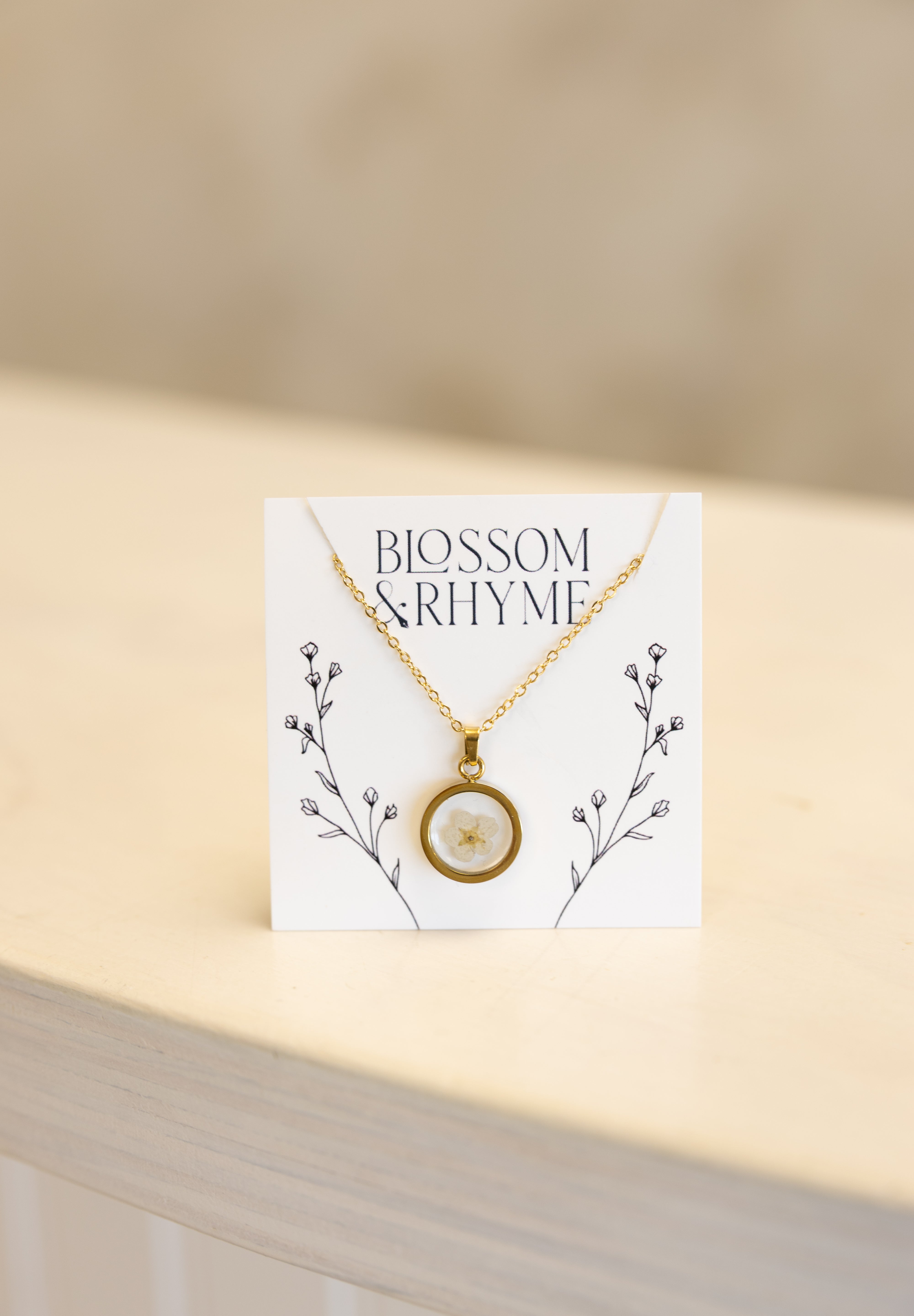 December birth month flower - narcissus pressed into a pendant necklace keepsake.