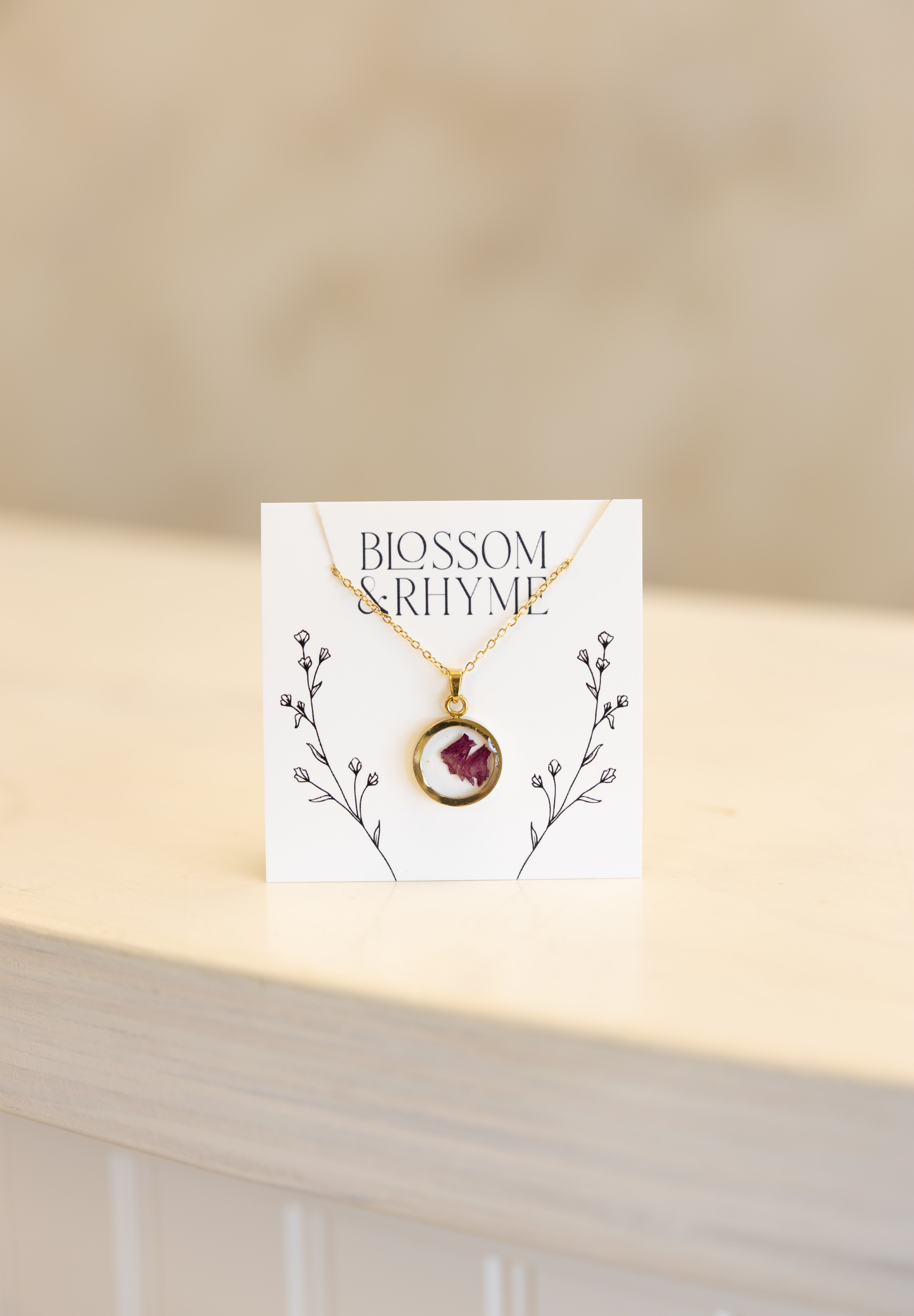 November birth month flower - chrysanthemum pressed into a pendant necklace keepsake.