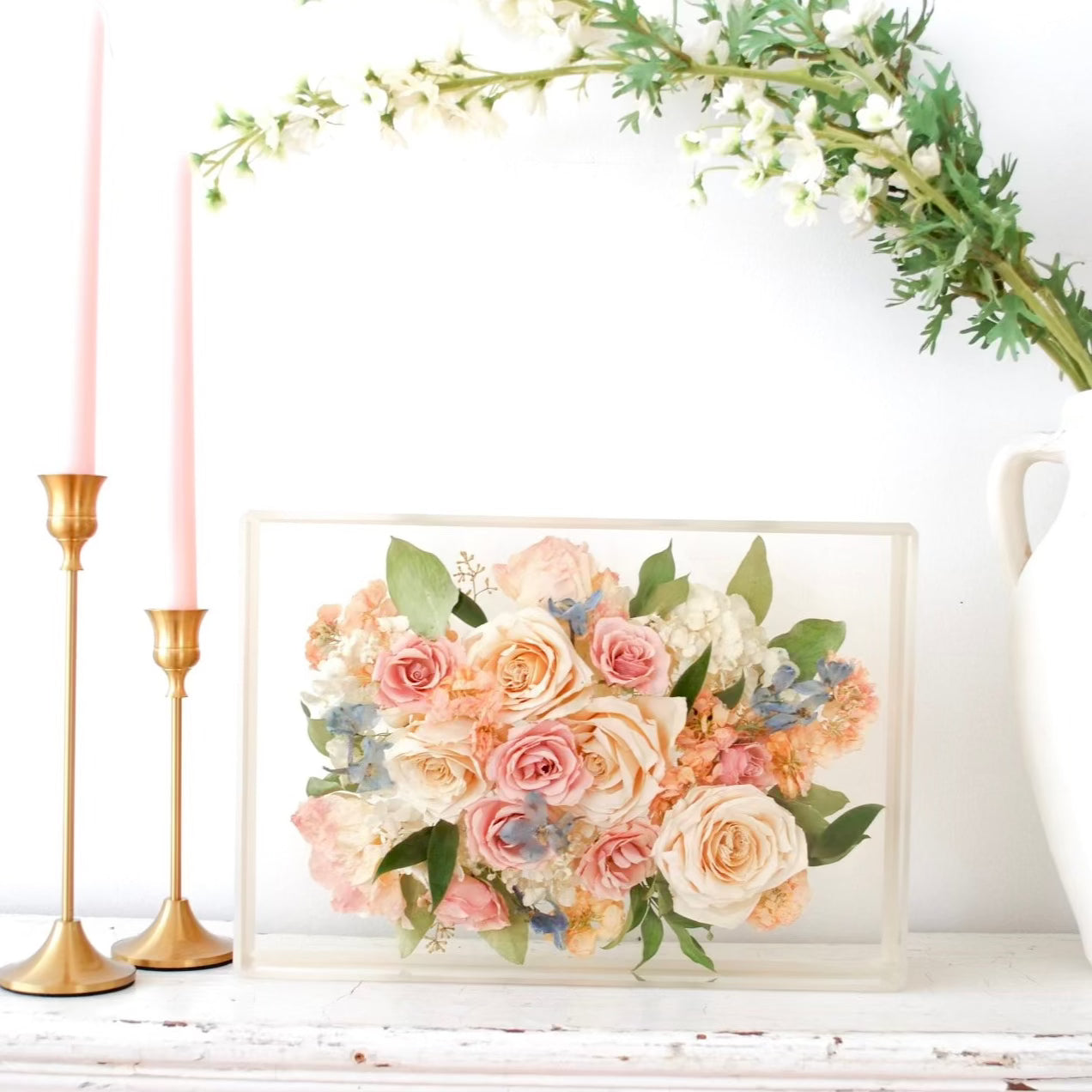 How to Style Preserved Wedding Flowers on Your Mantel