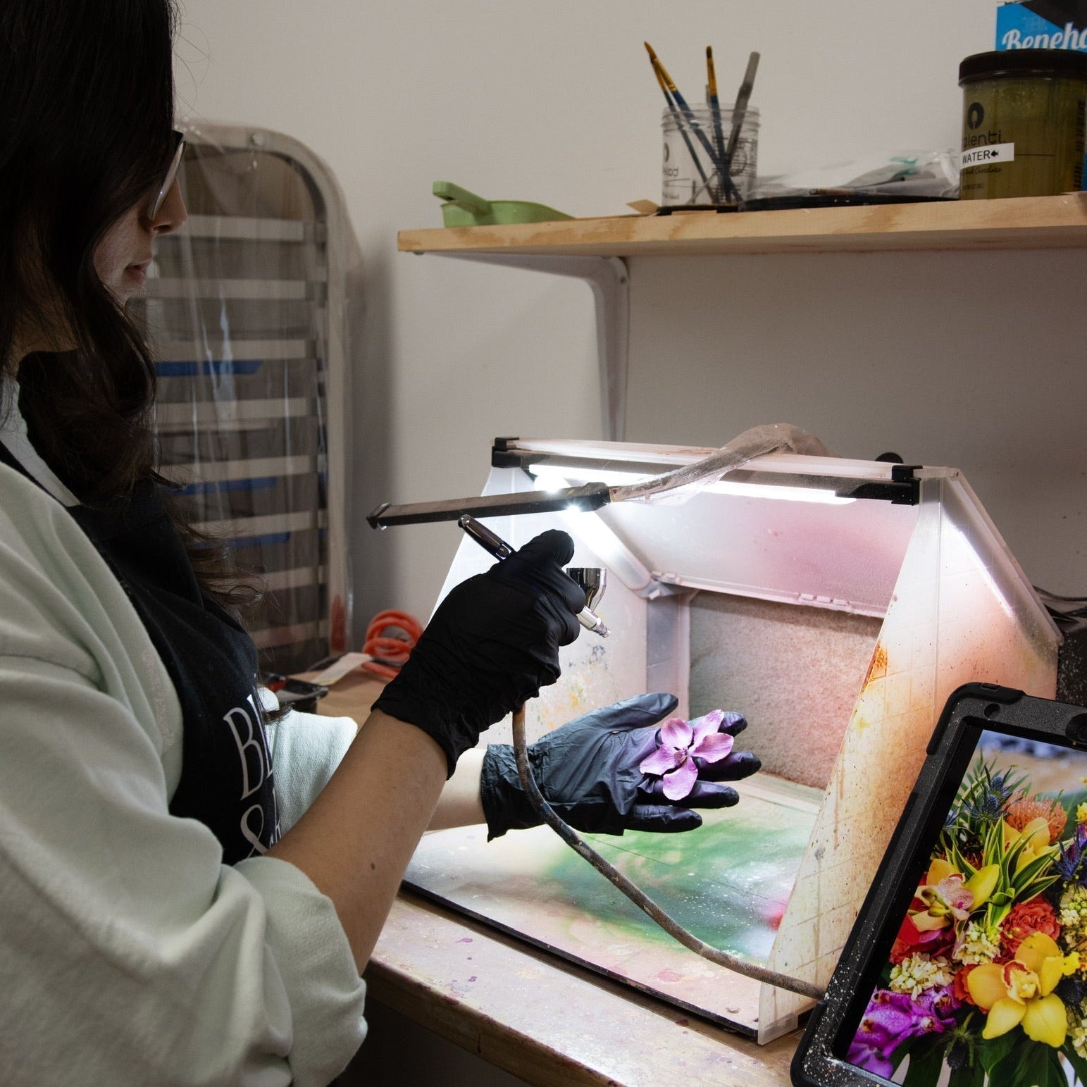 Wedding flower preservation process showing a fresh bridal bouquet transformed into a preserved wedding keepsake using resin and pressed flowers.