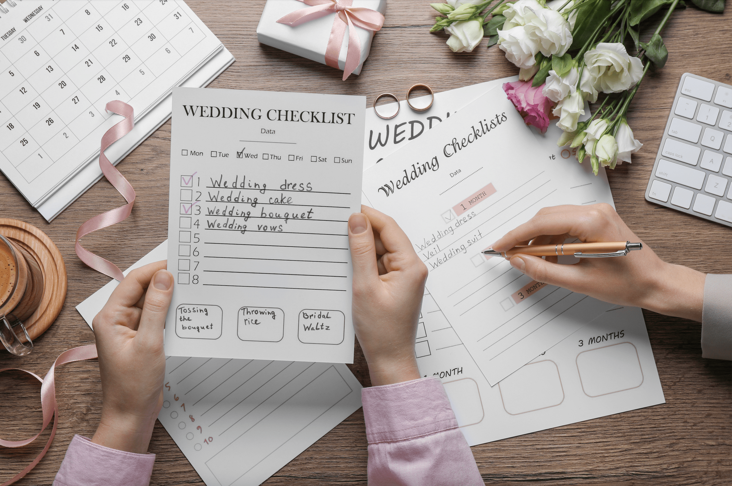 Professional florist arranging roses, peonies, ranunculus, and orchids as the best flowers for wedding bouquet preservation guide.