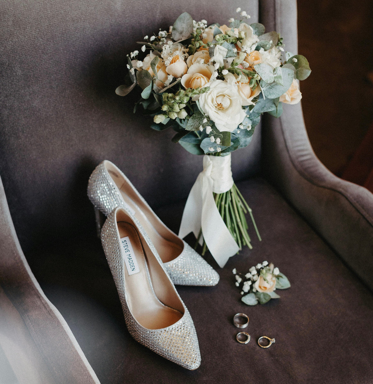 Budget-friendly bridal bouquet with fresh seasonal flowers, elegant greenery, and preserved wedding blooms displayed as a timeless floral keepsake.