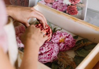 Fresh bridal bouquet ready for wedding bouquet preservation within 24 to 48 hours after the wedding ceremony.