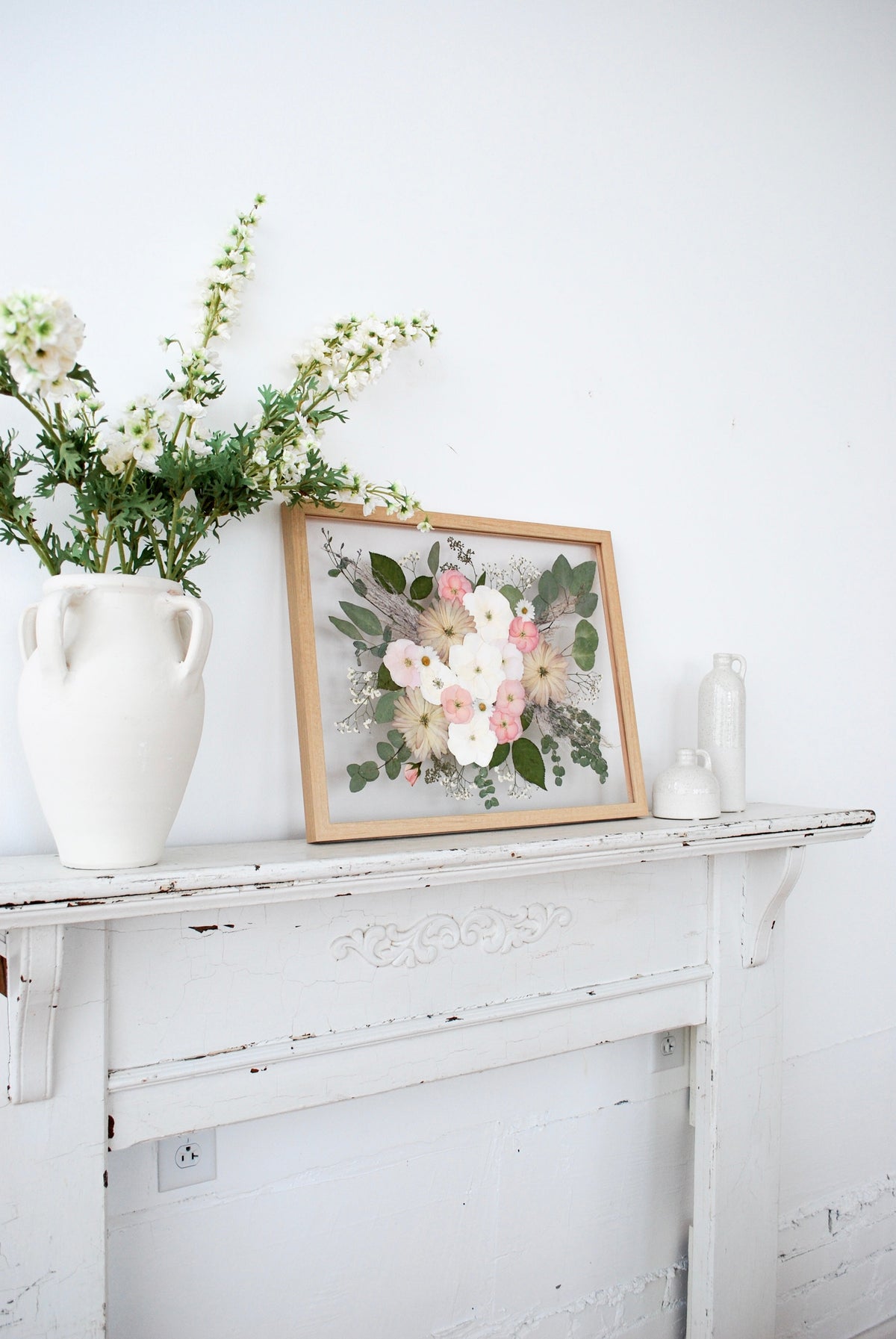 Preserved wedding bouquet displayed as elegant resin floral home décor, showcasing handcrafted flower preservation keepsakes in a modern living space.