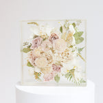 12x12 custom resin floral block handcrafted with preserved wedding flowers for a timeless display keepsake