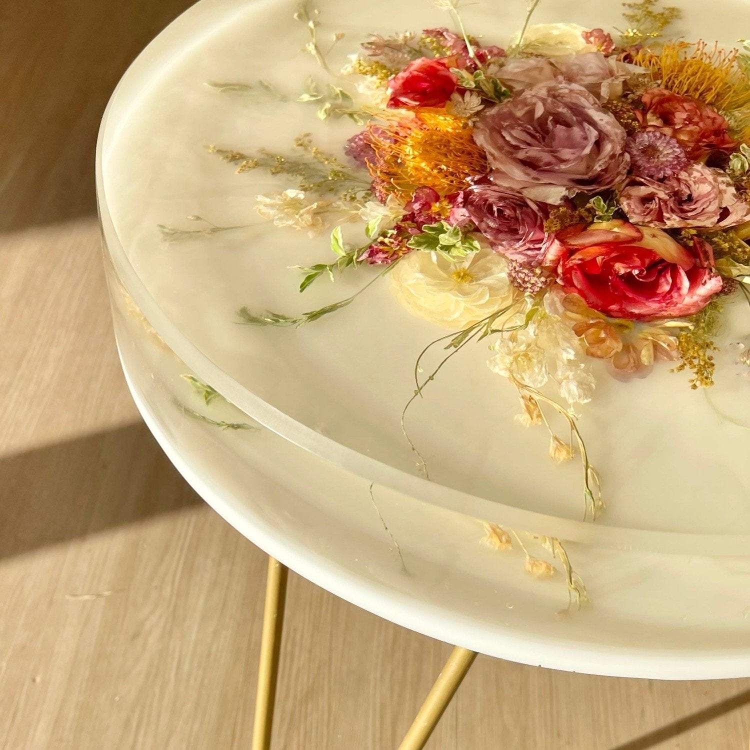 Round Floral Side Table - blossomandrhyme
