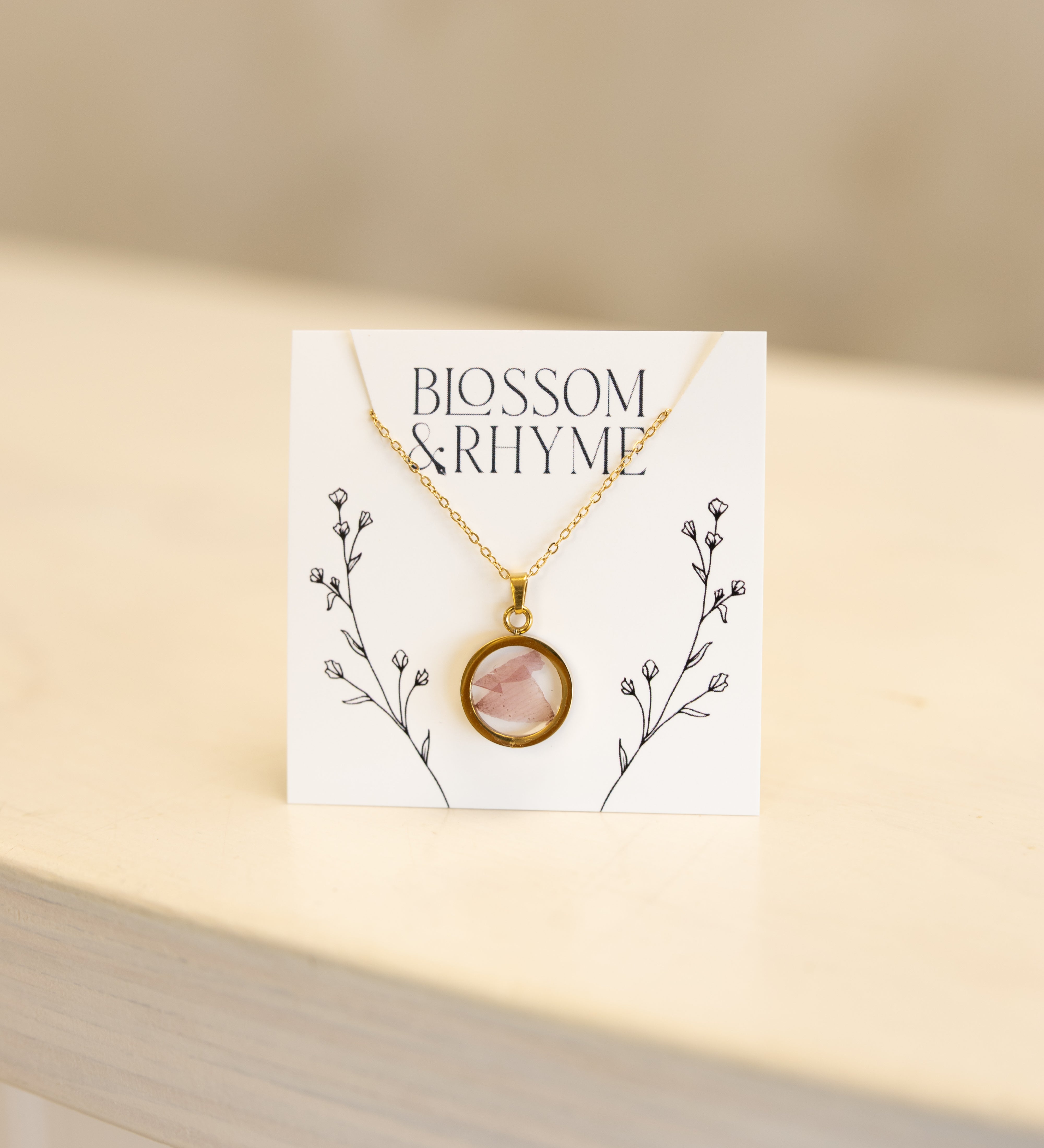 August birth month flower - poppy pressed into a pendant necklace keepsake.