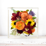 Blooming Heirloom Collection showcasing handcrafted resin and pressed flower keepsakes created from preserved wedding bouquets by Blossom & Rhyme