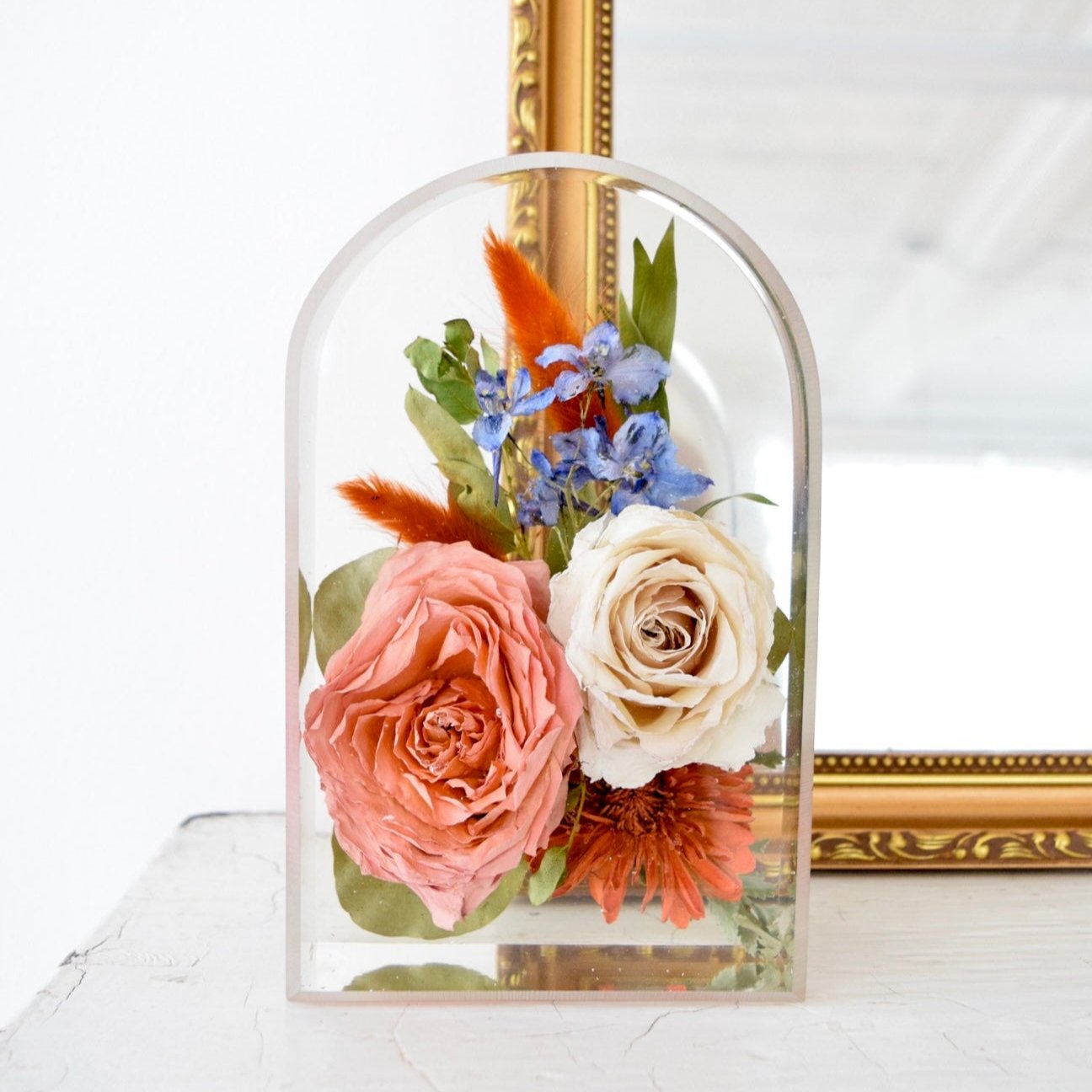 Emily's Herbarium Collection featuring preserved wedding flower keepsakes handcrafted by Blossom & Rhyme