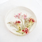 Custom small floral round handcrafted with preserved wedding bouquet flowers by Blossom & Rhyme