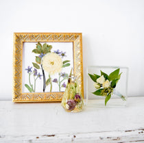 Petite Petals Collection featuring handcrafted resin and pressed flower keepsakes created from preserved wedding bouquets by Blossom & Rhyme