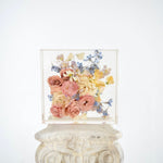 Resin floral block 10x10 handcrafted with preserved wedding bouquet flowers by Blossom & Rhyme