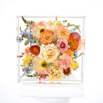 Resin floral block 10x10  handcrafted with preserved wedding bouquet flowers by Blossom & Rhyme