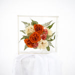 Resin floral block 10x10 handcrafted with preserved wedding bouquet flowers by Blossom & Rhyme