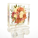 Resin floral block 12x12 handcrafted with preserved wedding bouquet flowers by Blossom & Rhyme