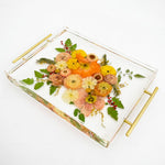Resin floral tray handcrafted with preserved wedding bouquet flowers by Blossom & Rhyme