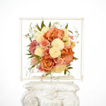 Resin floral block 12x12 handcrafted with preserved wedding bouquet flowers by Blossom & Rhyme