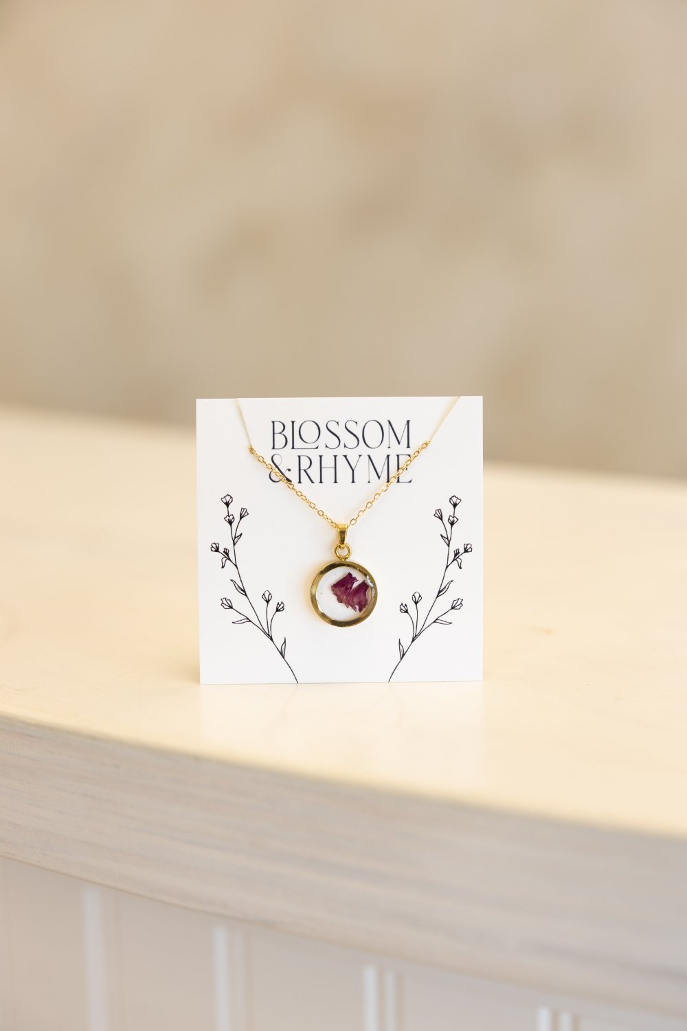 November birth month flower - chrysanthemum pressed into a pendant necklace keepsake.