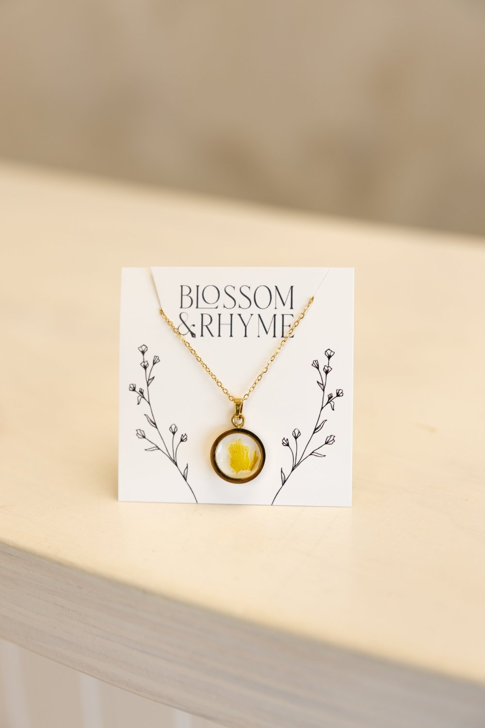 March birth month flower - daffodil pressed into a pendant necklace keepsake.