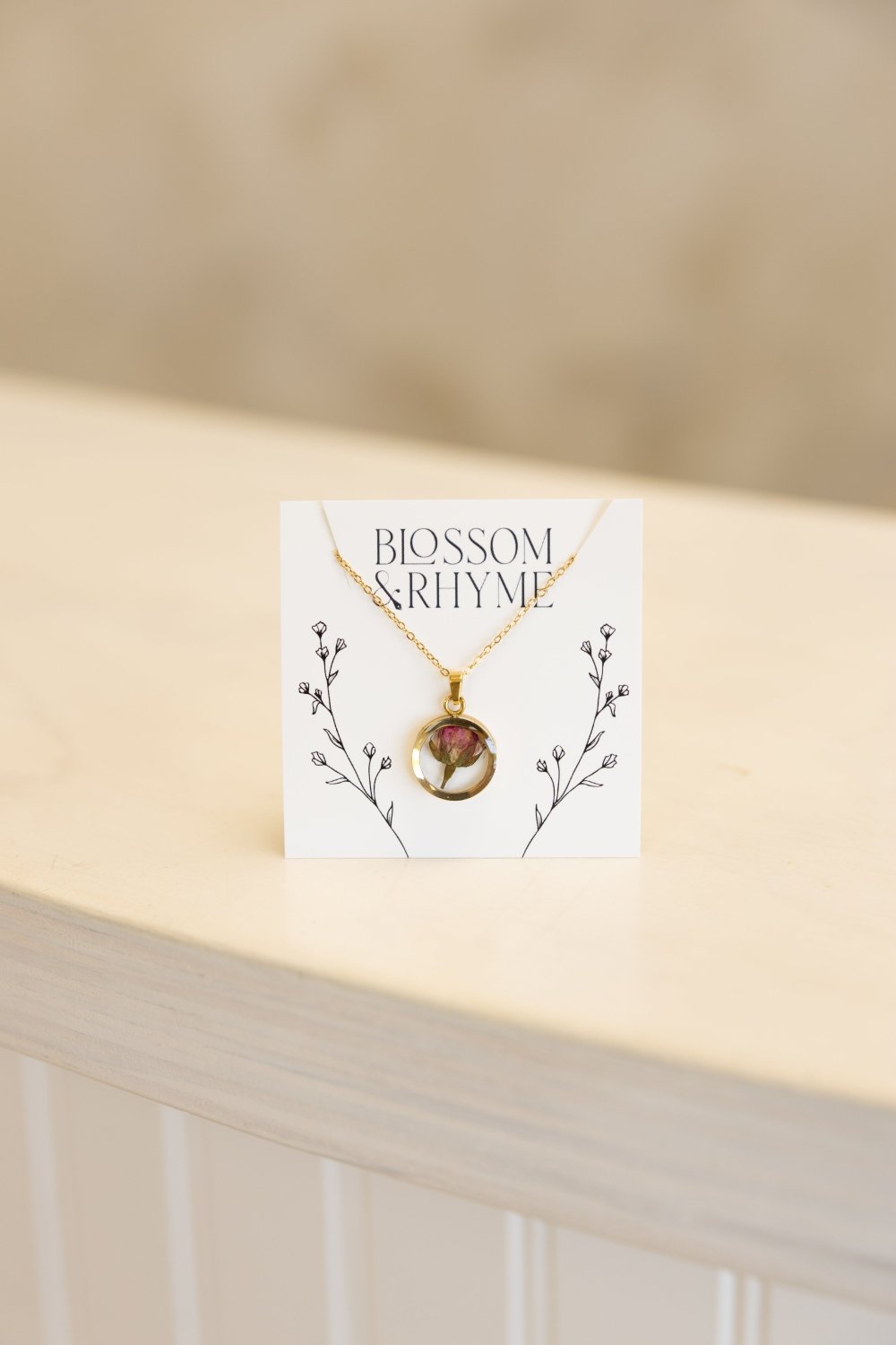 June birth month flower - rose pressed into a pendant necklace keepsake.