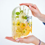 Small resin floral arch handcrafted with preserved wedding bouquet flowers by Blossom & Rhyme