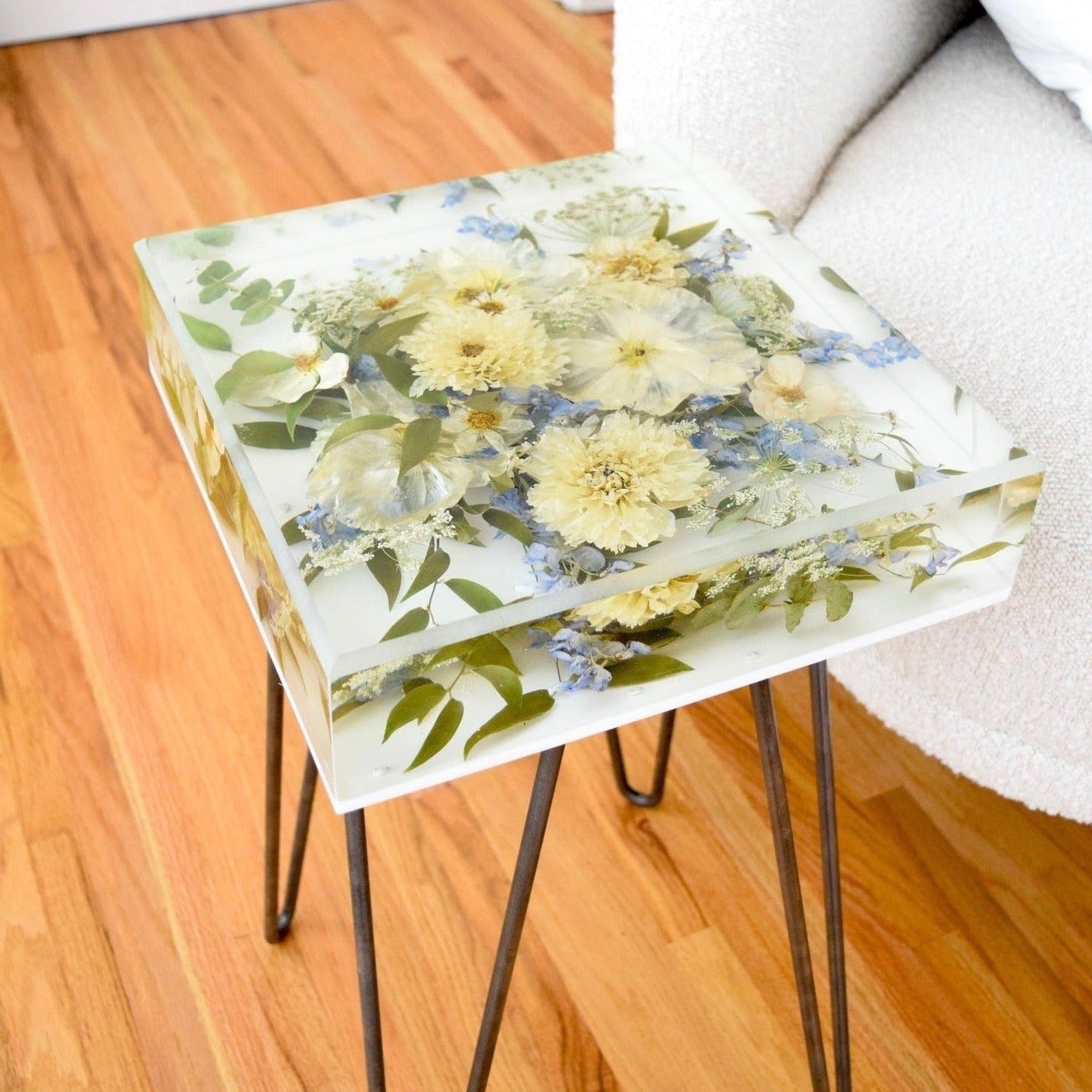 Square Floral Side Table - blossomandrhyme